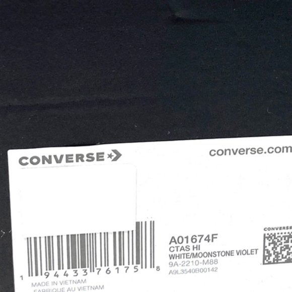 Converse Chuck Taylor High Kids Women Sneakers Violet White Canvas Skate A01674F - Picture 10 of 10